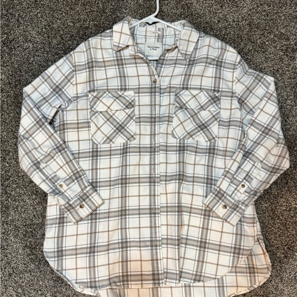 Women’s Plaid Shirt - Gray and White